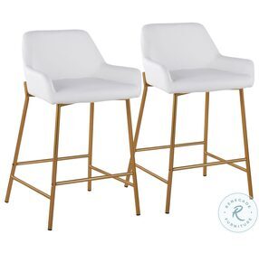 Daniella White PU And Gold Metal Counter Height Stool Set of 2