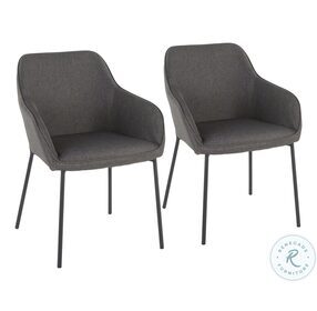 Daniella Black Metal And Charcoal Fabric Dining Chair Set Of 2
