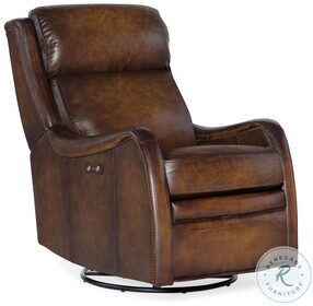Stark Cozy Brown Brindisi San Marco Leather Swivel Glider Power Recliner