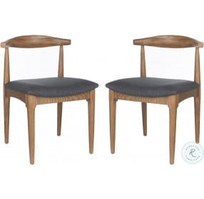 Lionel Walnut And Dark Gray Cushion Dining Chair Set Of 2