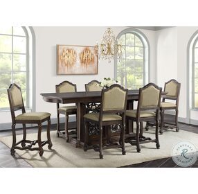Chloe Walnut Extendable Counter Height Dining Room Set