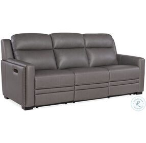 McKinley Candid Shale Leather Power Reclining Sofa with Power Headrest And Lumbar