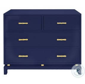 Declan Navy Lacquer 4 Drawer Chest