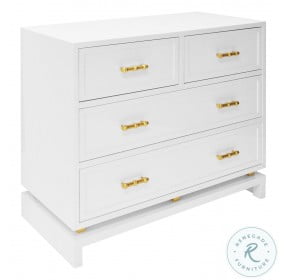 Declan White Lacquer 4 Drawer Chest