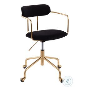 Demi Gold Metal And Black Velvet Office Chair