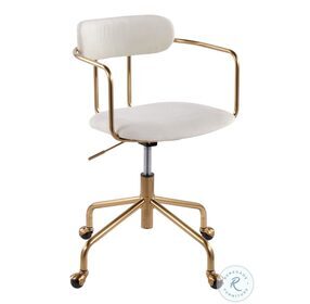 Demi Gold Metal And Cream Velvet Office Chair