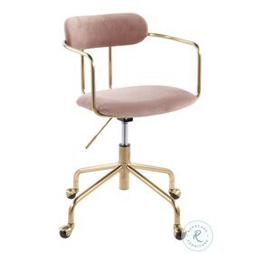 Demi Gold Metal And Pink Velvet Office Chair