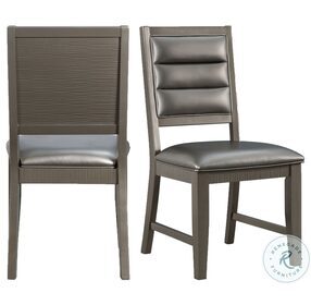 Aria Pewter Faux Leather Side Chair Set Of 2