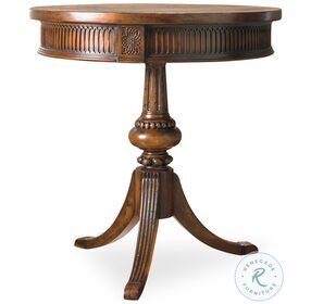 500-50-828 Walnut Round Pedestal Accent Table