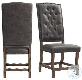 Hayward Chocolate Faux Leather Tufted Tall Back Side Chair Set Of 2