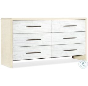 Cascade Lacquered Burlap And Soft Taupe Six Drawer Dresser