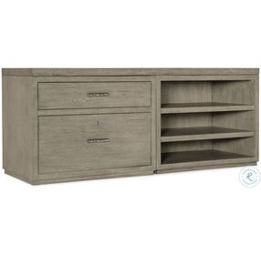 Linville Falls Soft Smoked Gray 72" Credenza with Lateral File and Open Desk Cabinet