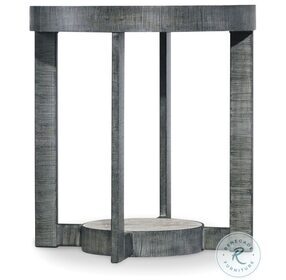 Mill Valley Travertine Stone And Gray Metal Round End Table