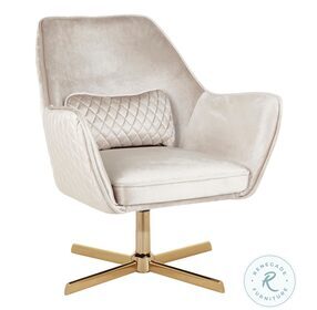 Diana Gold Metal And Cream Velvet Swivel Lounge Chair