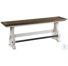 Drake Rustic White and French Oak Backless Counter Height Bench