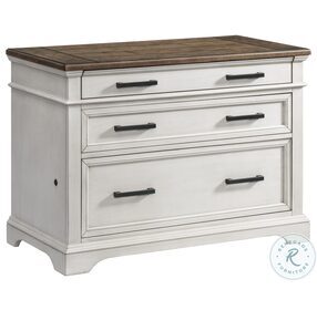Drake Home Office Rustic White and French Oak 42" Lateral File Cabinet