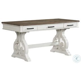 Drake Home Office Rustic White and French Oak 60" Writing Desk