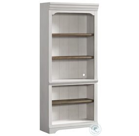 Drake Home Office Rustic White and French Oak 76" Bunching Bookcase