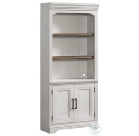 Drake Home Office Rustic White and French Oak 76" Bunching Bookcase with Door