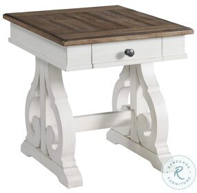 Drake Rustic White and French Oak End Table