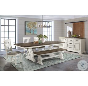 Drake Rustic White and French Oak Extendable Trestle Dining Room Set