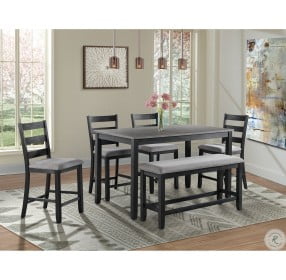 Kona Gray And Black 6 Piece Counter Height Dining Room Set