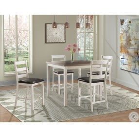 Kona Brown And White 5 Piece Counter Height Dining Room Set