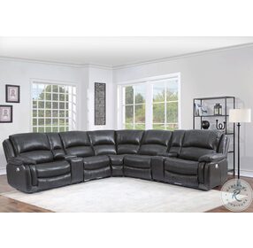 Denver Charcoal Power Reclining Sectional with Power Headrest and Footrest