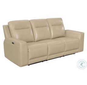 Doncella Sand Leather Power Reclining Sofa