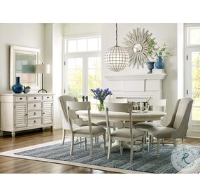 Grand Bay White Caswell Round Extendable Dining Room Set