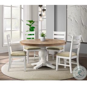 Barrett Natural And White Round Dining Room Set