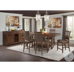 Pruitt Walnut Extendable Rectangular Counter Height Dining Room Set