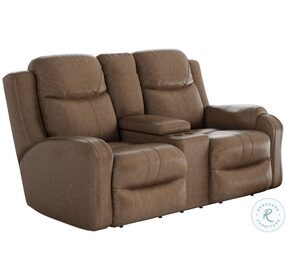 Marvel Taupe Reclining Console Loveseat with Power Headrest