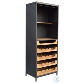 Chefs Teak Gray And Natural Wine Cabinet