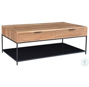 Joliet Natural And Black 2 Drawers Coffee Table