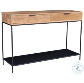 Joliet Natural And Black 2 Drawers Console Table