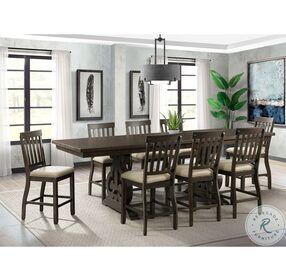 Stanford Smokey Walnut Extendable Counter Height Dining Room Set