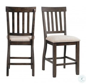 Stanford Taupe Slat Back Counter Height Chair Set Of 2