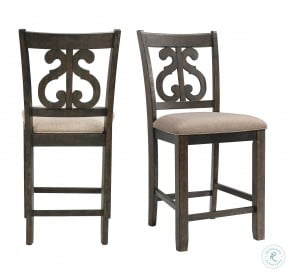 Stanford Taupe Swirl Back Counter Height Chair Set Of 2