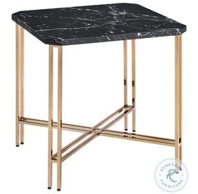 Daxton Black Faux Marble And Golden Champagne End Table