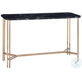 Daxton Black Faux Marble And Golden Champagne Sofa Table