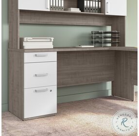 Ridgeley Silver Maple And Pure White 65" Home Office Set with Storage