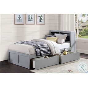 Orion Gray Youth Bookcase Bedroom Set With Storage Boxes