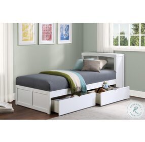 Galen White Youth Bookcase Bedroom Set With Storage Boxes