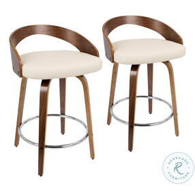 Grotto Walnut With Cream Faux Leather Swivel Counter Height Stool Set Of 2