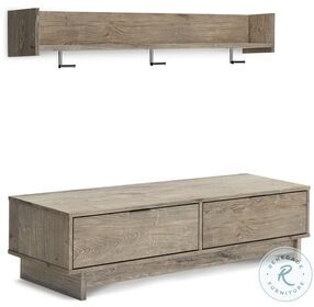 Oliah Natural Bench with Coat Rack