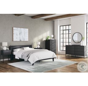 Socalle Matte Black Panel Bedroom Set