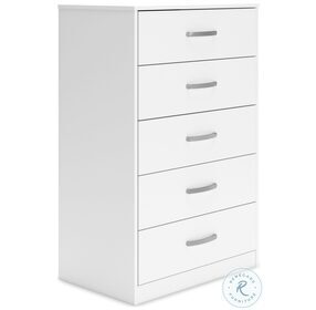 Flannia White Large 5 Drawer Chest