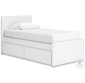 Onita White Twin Panel Bed with 1 Side Storage