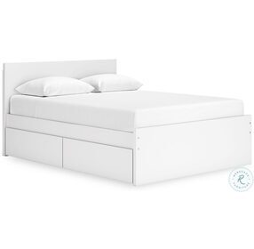 Onita White Queen Panel Bed with 1 Side Storage